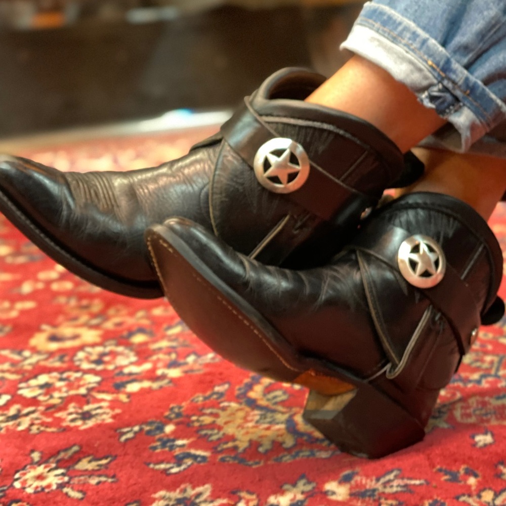 Size 8.5, upcycled cowboy boots, ankle boots